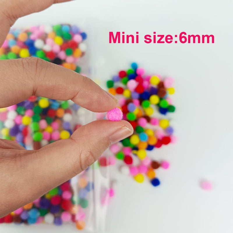 FKEYTO 2000pcs Mini Pom Poms for Crafts,6 mm Pom Poms in Bright & Bold Assorted Colors, 0.23 Inch Pompoms for Arts - Image 2
